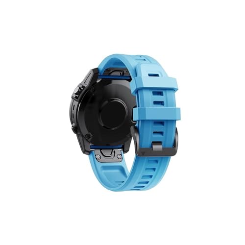 26 22 mm Silikon-Schnellverschluss-Uhrenarmband, passend for Garmin Fenix ​​6X 7X 5X Uhr, Easyfit-Armband for Fenix ​​6 7 Uhr (Color : Sky Blue 01, Size : Quick Fit 22mm) von PaReks