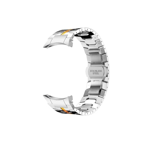 Edelstahlarmband for Samsung Galaxy Watch4/5/6 44mm 40mm Watch 4 6 Classic 47mm 43mm 46mm 42mm Band Keine Lücken Metallarmband (Color : Silver orange, Size : For Galaxy Watch6) von PaReks