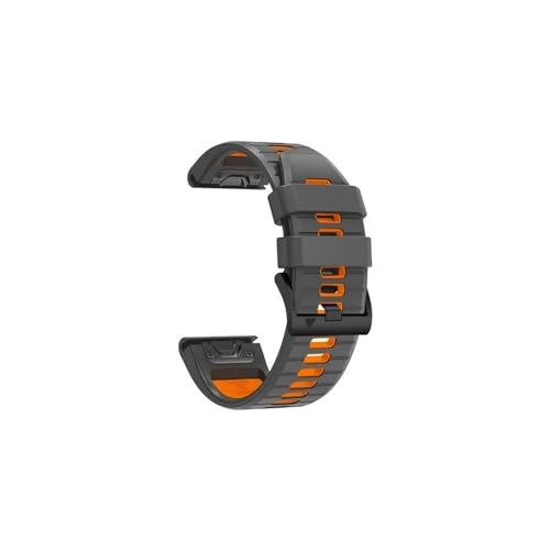 Quick Fit 26 mm 22 mm Silikonarmband passend for Garmin Fenix ​​7X 7 Pro 6 6X/Epix Pro Gen 2 51 mm 47 mm/Tactix Uhrenarmband-Zubehör (Color : Carbon Gray Orange, Size : Quick Fit 22mm) von PaReks