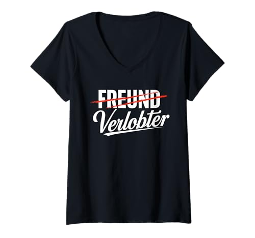 Damen Verlobung T-Shirt Verlobte Paare Geschenk Freund Verlobter T-Shirt mit V-Ausschnitt Damen Verlobung T-Shirt Verlobte Paare Geschenk Freund Verlobter T-Shirt mit V-Ausschnitt von Paar Hemd Verlobung Verlobte Verlobte