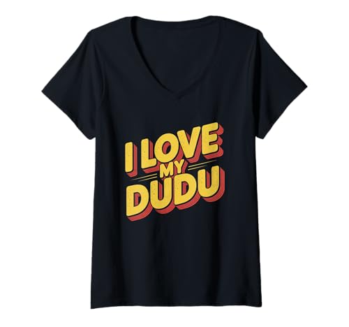 Damen Ich Liebe Meine DuDu Freunde, Familienfeiern, Eltern, Liebha T-Shirt mit V-Ausschnitt von Paare, Freunde, Freundinnen, Geschwister Grafik