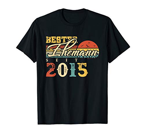 Herren 5 Hochzeitstag Bester Ehemann seit 2015 Jubiläum Geschenk T-Shirt von Paare Männer Frauen Ehe Verheiratet Retro Vintage