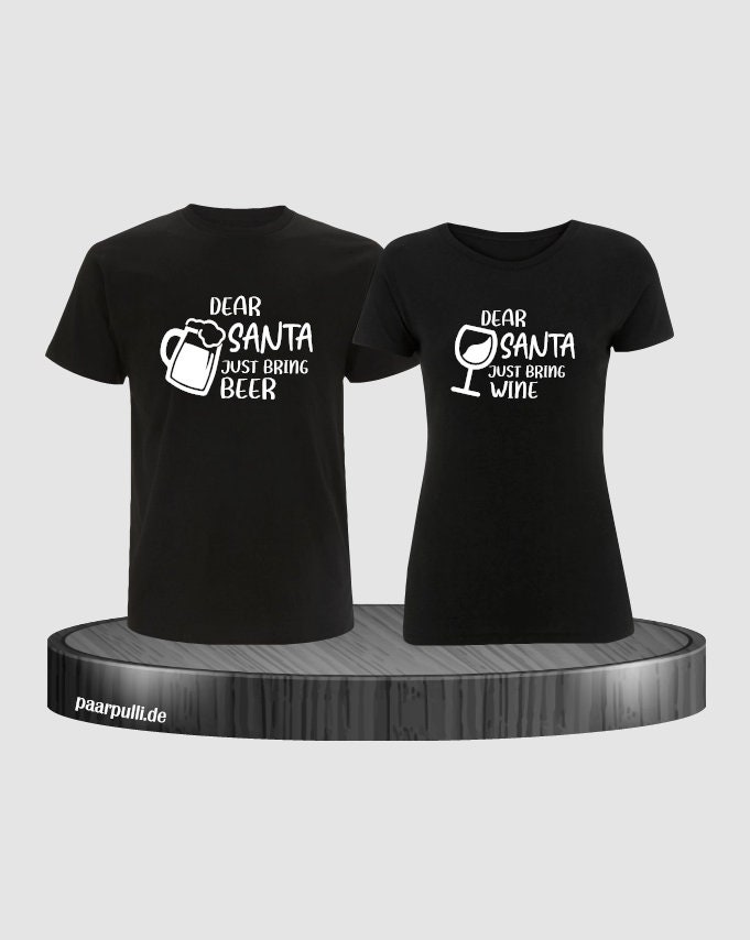 Dear Santa Just Bring Beer/Wine Partnerlook Set von Paarpulli