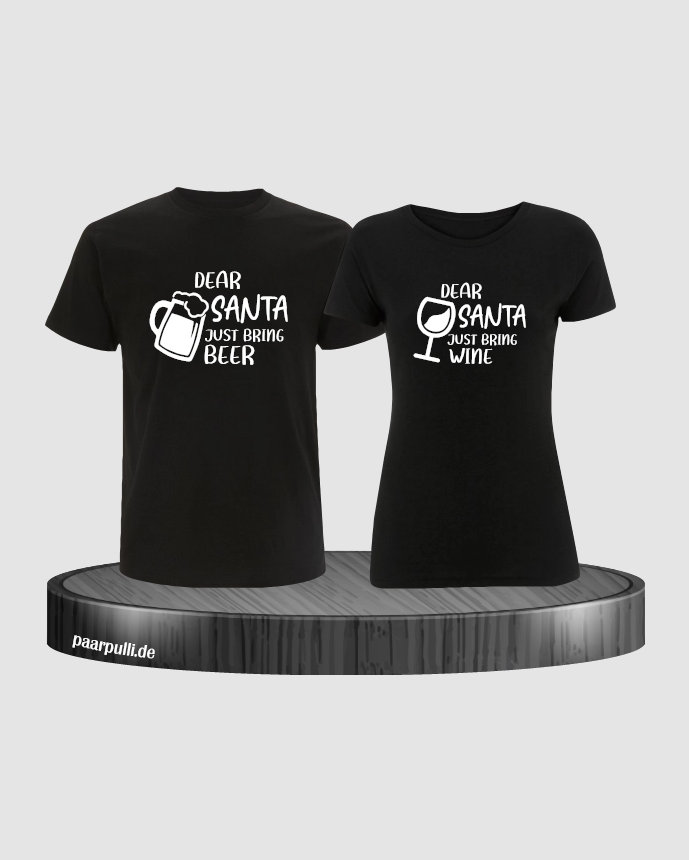 Dear Santa Just Bring Beer/Wine Partnerlook Set von Paarpulli