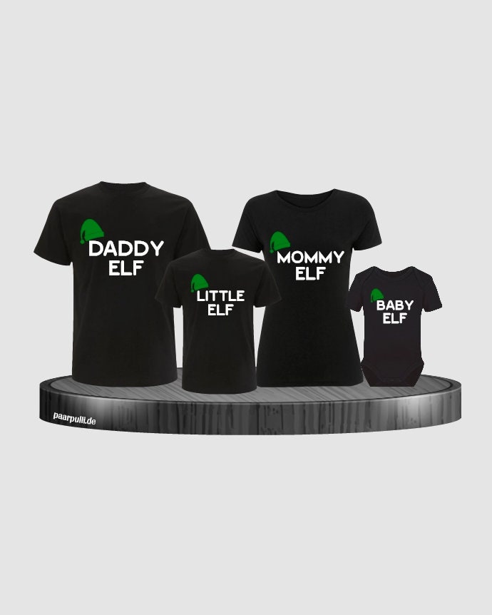 Elf Familienlook T-Shirts Mit Baby-Body Für Weihnachten von Paarpulli