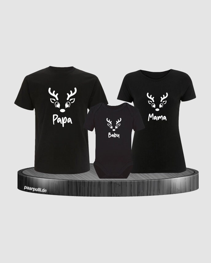 Rentier Papa Mama Und Baby Familienlook Mit Baby-Body Rentier Papa Mama Und Baby Familienlook Mit Baby-Body von Paarpulli