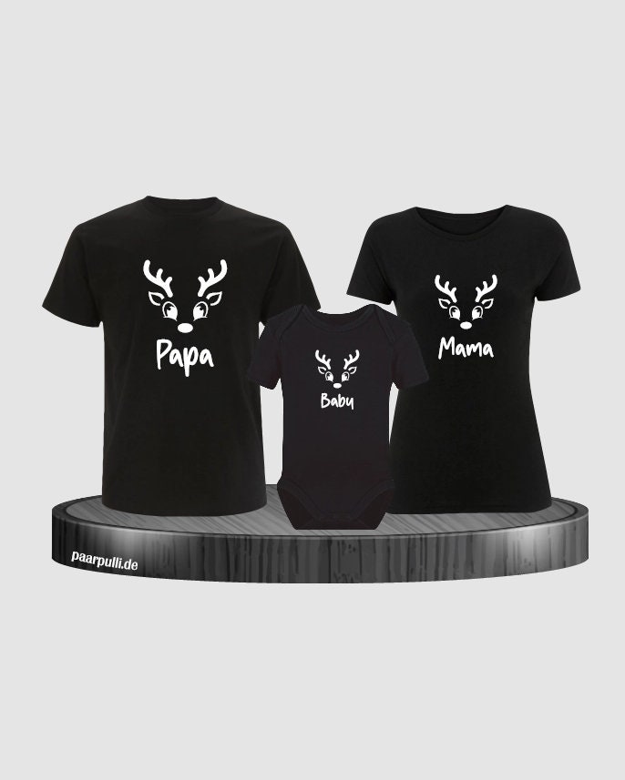 Rentier Papa Mama Und Baby Familienlook Mit Baby-Body Rentier Papa Mama Und Baby Familienlook Mit Baby-Body von Paarpulli