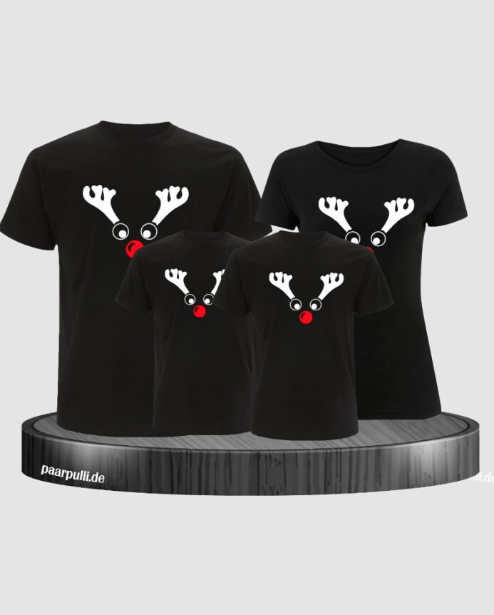 Rentier Weihnachts-Set Familienlook T-Shirts von Paarpulli