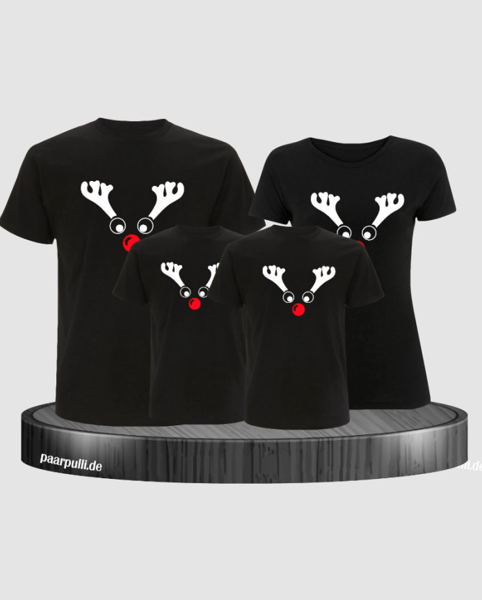 Rentier Weihnachts-Set Familienlook T-Shirts von Paarpulli