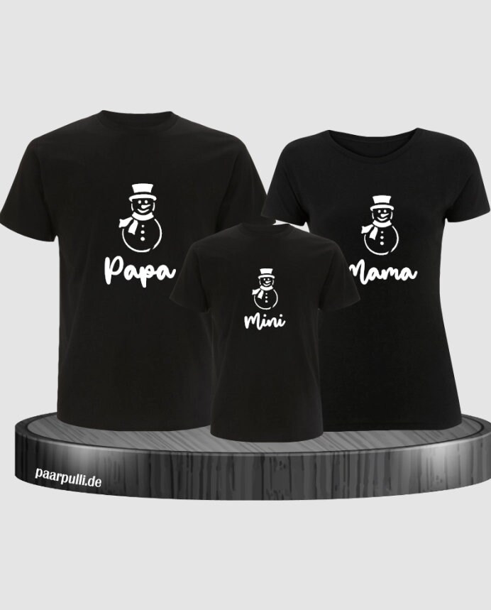 Schneemann Papa Mama Und Mini Familien-Set T-Shirts von Paarpulli