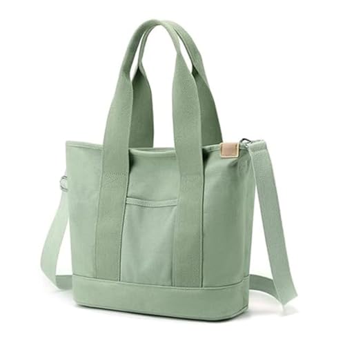 Paaruter Einkaufstasche mit Mehreren und Reißverschluss, Japanische Handgefertigte Handtasche Aus Segeltuch mit Fächern, Multifunktional, Grün, Langlebig, Einfach zu Verwenden, 32 X 14 X 29 cm von Paaruter