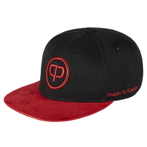 Pablo & Capone Snapback Cap - Black & Red-Suede von Pablo & Capone