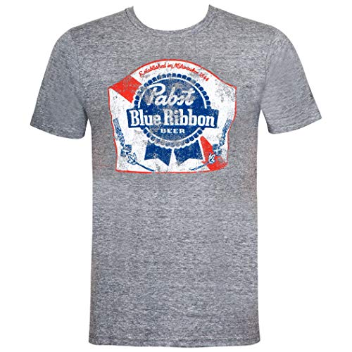 Pabst Blue Ribbon Herren T-Shirt mit klassischem Logo, Grau - Grau - Groß Pabst Blue Ribbon Herren T-Shirt mit klassischem Logo, Grau - Grau - Groß von Pabst Blue Ribbon