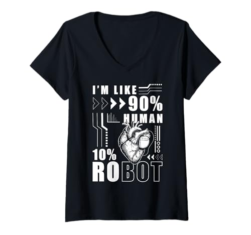 Damen Im Like 90% Human 10% Robot Heart Pacemaker Surgery T-Shirt mit V-Ausschnitt Damen Im Like 90% Human 10% Robot Heart Pacemaker Surgery T-Shirt mit V-Ausschnitt von Pacemaker Herzschrittmacher Design Idee