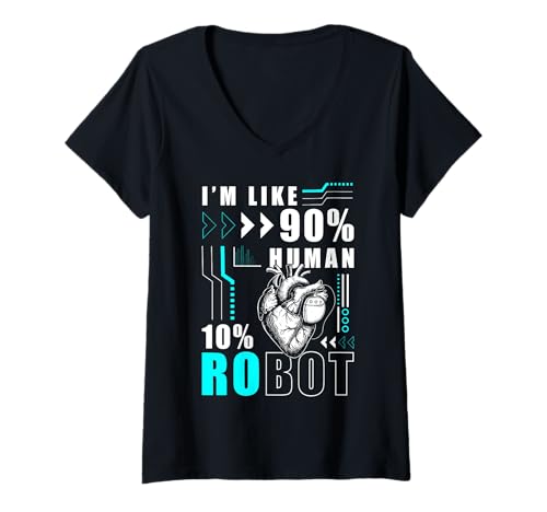 Damen Im Like 90% Human 10% Robot Heart Pacemaker Surgery T-Shirt mit V-Ausschnitt Damen Im Like 90% Human 10% Robot Heart Pacemaker Surgery T-Shirt mit V-Ausschnitt von Pacemaker Herzschrittmacher Design Idee