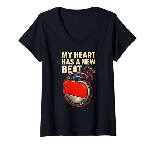 Damen Pacemaker My Heart Has A New Beat Retro Herren Chirurgie Recover T-Shirt mit V-Ausschnitt von Pacemaker Patient Recover After Hospital Surgery