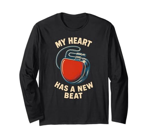 Pacemaker My Heart Has A New Beat Retro Herren Chirurgie Recover Langarmshirt von Pacemaker Patient Recover After Hospital Surgery