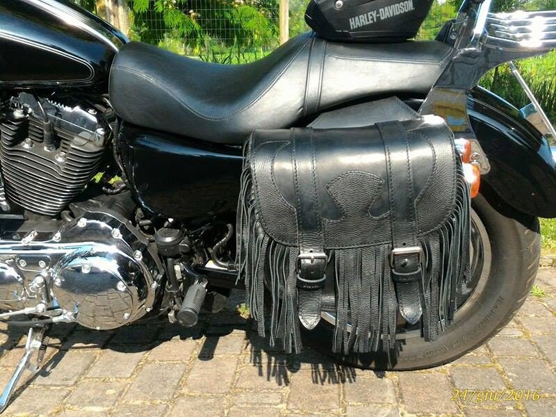 Cod. Bisaccia 102-C/Mod. Media Apache - 45 Liter Aus 4 Mm Starkem Leder. Mit Fransen Und Einsätzen Dickem Weichem Hergestellt in Italien von PachProduction