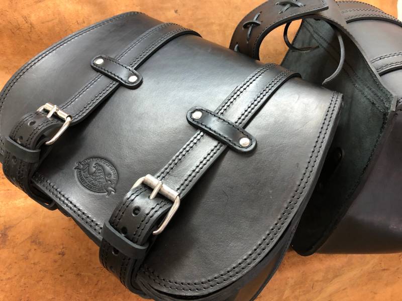 Cod. Bisaccia 114/Mod. Viki - Aus 4 Mm Starkem Leder. Hard Langer Und Doppelter Deckel Mit Klettverschluss, Volumen 66 Liter. Hergestellt in Italien von PachProduction