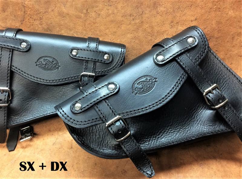 Sportster Seitentasche Moto Custom Harley Iron Forty Eight Roadster Nightster 883 1200 „Mod. Choppers 009B" Volonta-Leder - Hergestellt in Italien von PachProduction