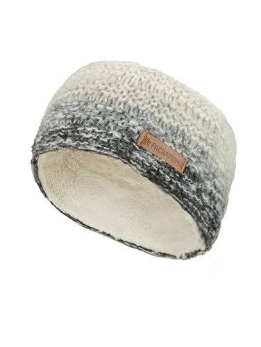 Pachamama Damen Ohrenwärmer, Wolle / Mohair, mit Fleece gefüttert, handgestrickt, neutral, grau, Einheitsgröße, handgefertigt, Fair Trade von Pachamama