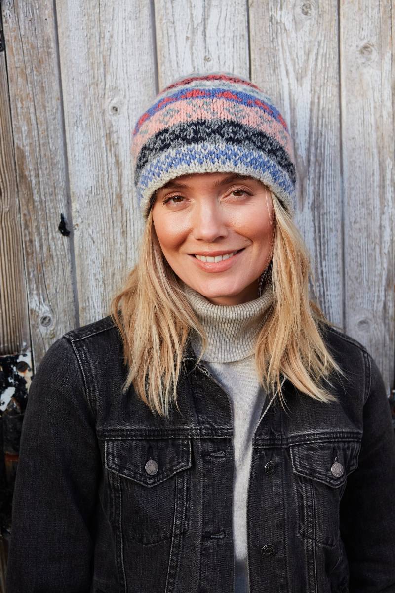 Damen-Fair-Isle-Mütze - Handgestrickte Fair-Isle-Mütze Fleecegefütterte Mütze Fair-Isle-Muster 100 % Wolle Warme Strickmütze Pachamama von PachamamaWoollies