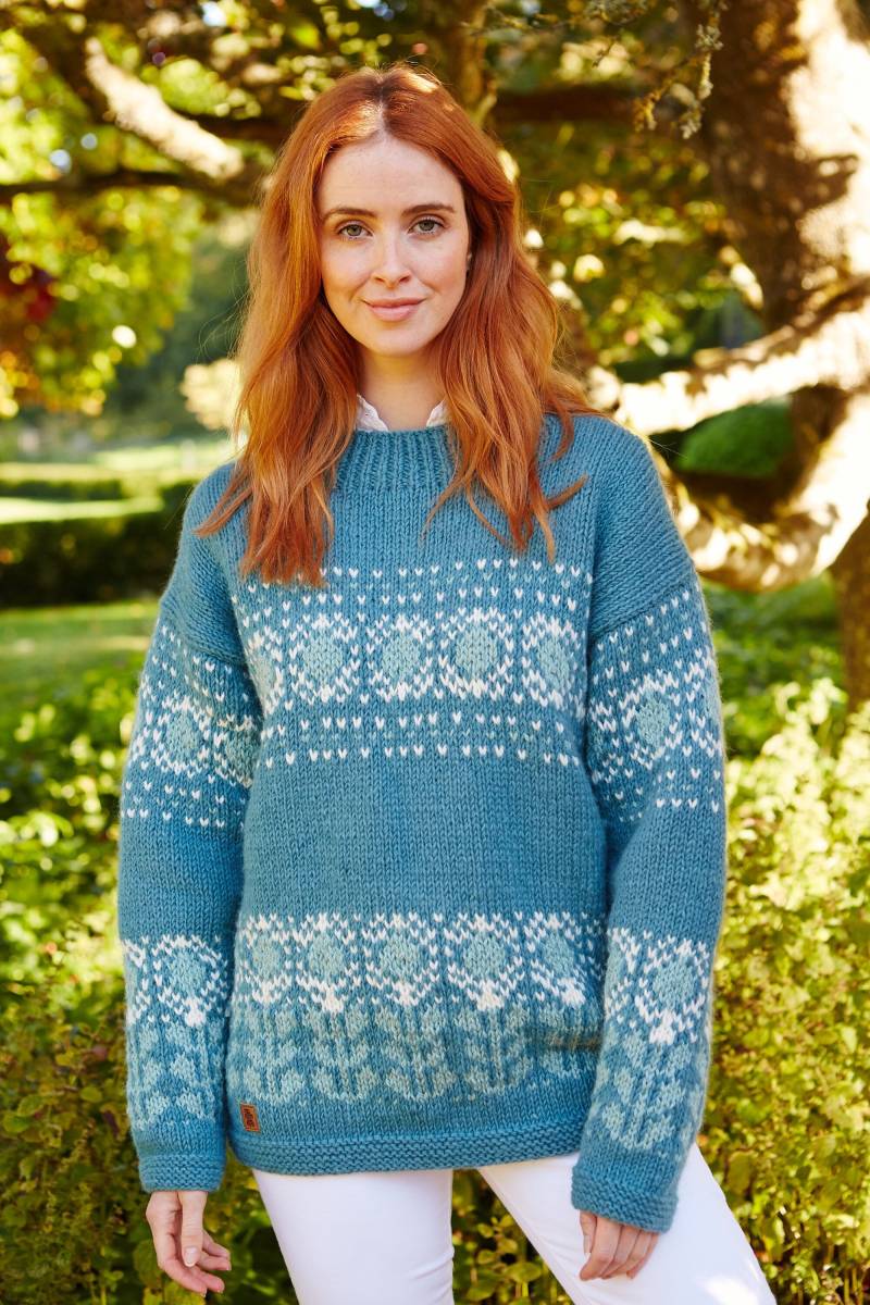 Damen Grobstrick Türkis Pullover - Übergroßer Aqua Strickpullover Pastell Blauer 100% Wolle Strick Fair Trade Pachamama von PachamamaWoollies