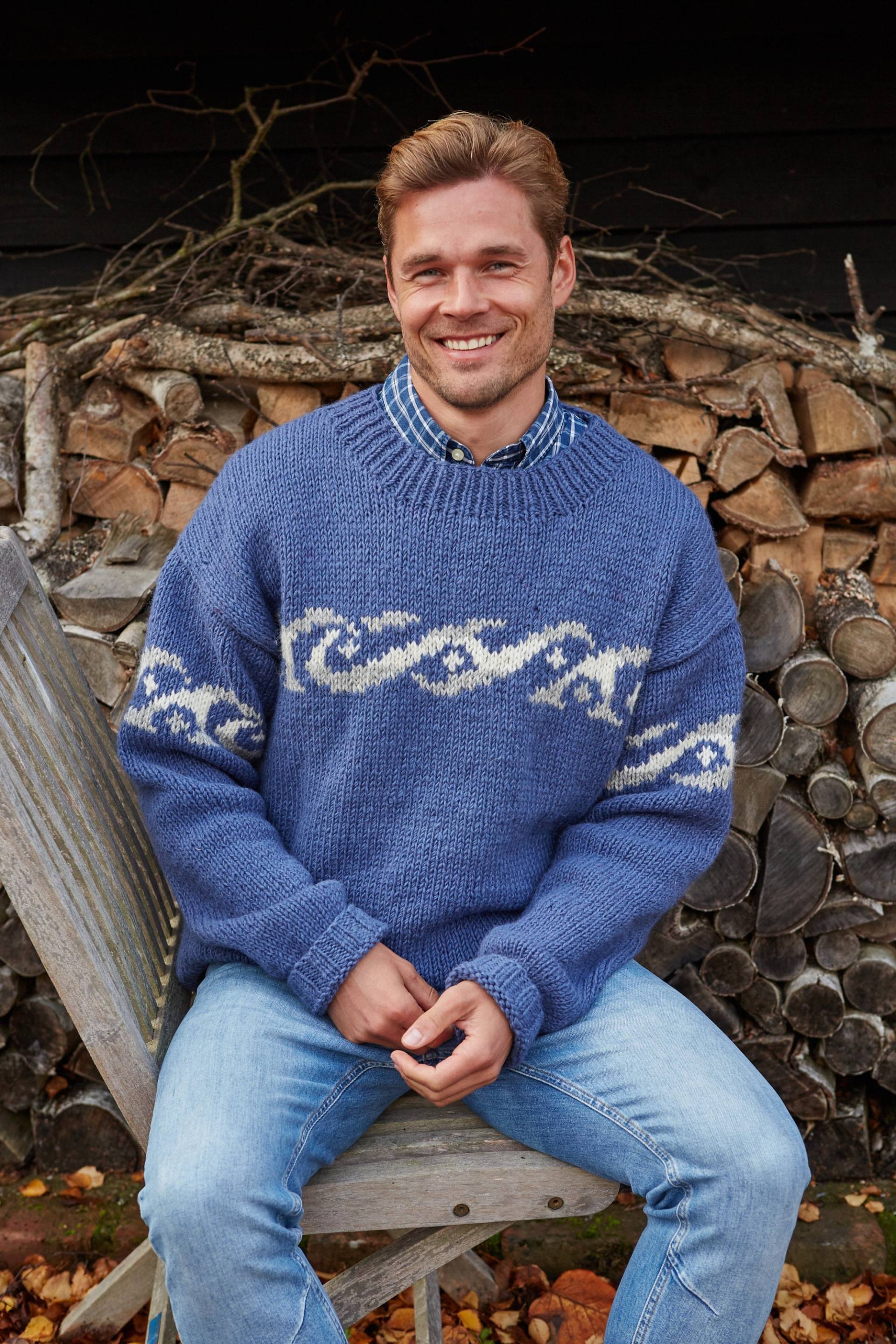 Herren Surf Pullover - Wellen Strickpullover 100% Wolle Handgemacht in Nepal Nachhaltige Kleidung Fair Trade Pachamama von PachamamaWoollies