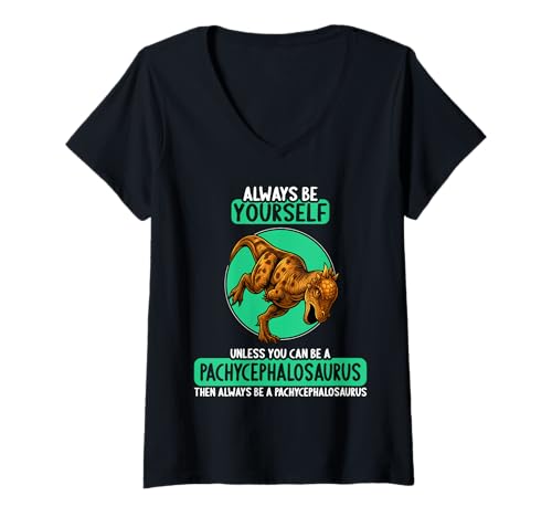 Damen Pachycephalosaurier Pachycephalosaurus T-Shirt mit V-Ausschnitt Damen Pachycephalosaurier Pachycephalosaurus T-Shirt mit V-Ausschnitt von Pachycephalosaurier Pachycephalosaurus Tier Shop