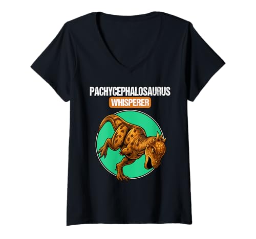 Damen Pachycephalosaurier Pachycephalosaurus T-Shirt mit V-Ausschnitt Damen Pachycephalosaurier Pachycephalosaurus T-Shirt mit V-Ausschnitt von Pachycephalosaurier Pachycephalosaurus Tier Shop