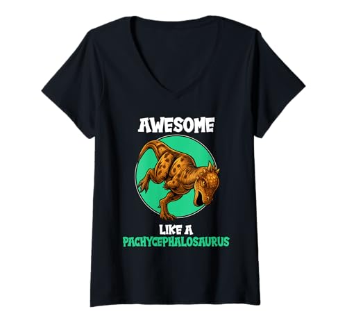 Damen Pachycephalosaurier Pachycephalosaurus T-Shirt mit V-Ausschnitt Damen Pachycephalosaurier Pachycephalosaurus T-Shirt mit V-Ausschnitt von Pachycephalosaurier Pachycephalosaurus Tier Shop