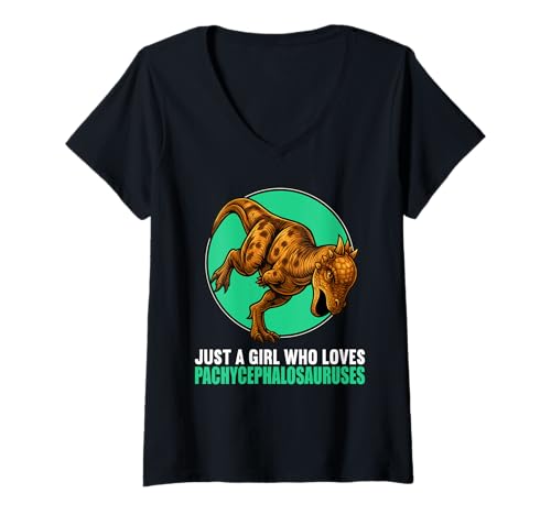 Damen Pachycephalosaurier Pachycephalosaurus T-Shirt mit V-Ausschnitt Damen Pachycephalosaurier Pachycephalosaurus T-Shirt mit V-Ausschnitt von Pachycephalosaurier Pachycephalosaurus Tier Shop