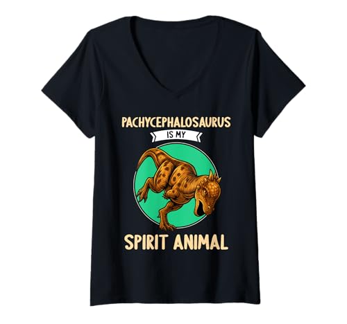 Damen Pachycephalosaurier Pachycephalosaurus T-Shirt mit V-Ausschnitt Damen Pachycephalosaurier Pachycephalosaurus T-Shirt mit V-Ausschnitt von Pachycephalosaurier Pachycephalosaurus Tier Shop