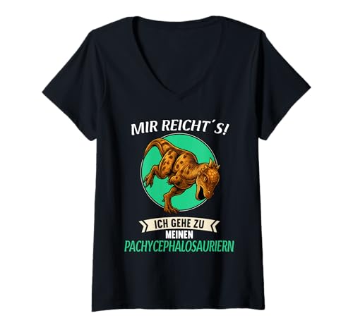 Damen Pachycephalosaurier Pachycephalosaurus T-Shirt mit V-Ausschnitt Damen Pachycephalosaurier Pachycephalosaurus T-Shirt mit V-Ausschnitt von Pachycephalosaurier Pachycephalosaurus Tier Shop
