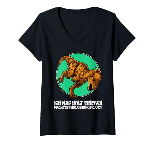 Damen Pachycephalosaurier Pachycephalosaurus T-Shirt mit V-Ausschnitt Damen Pachycephalosaurier Pachycephalosaurus T-Shirt mit V-Ausschnitt von Pachycephalosaurier Pachycephalosaurus Tier Shop