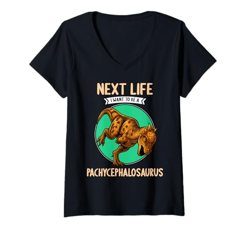 Damen Pachycephalosaurier Pachycephalosaurus T-Shirt mit V-Ausschnitt Damen Pachycephalosaurier Pachycephalosaurus T-Shirt mit V-Ausschnitt von Pachycephalosaurier Pachycephalosaurus Tier Shop