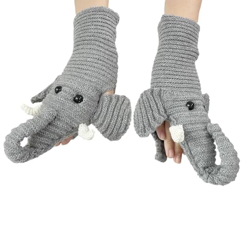 3D-Tiersocken | Stricken Sie Elefanten-Handsocken,Rutschfeste Socken, warme Bodensocken, lustige Grip-Socken für Kinder, Erwachsene, Winter Pacienjo von Pacienjo