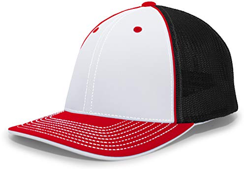 Pacific Headwear Trucker Flexfit Cap L/XL weiß/schwarz/rot von Pacific Headwear