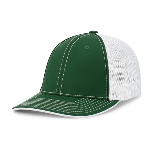 Pacific Headwear Unisex-Erwachsene Trucker Flexfit Cap Kappe, Baseballkappe, Dunkelgrün/Weiß, Small-Medium von Pacific Headwear