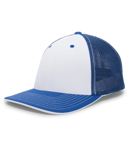 Pacific Headwear Unisex-Erwachsene Trucker Flexfit Cap Kappe, Baseballkappe, Weiß/Königsblau/Königsblau, X-Large von Pacific Headwear