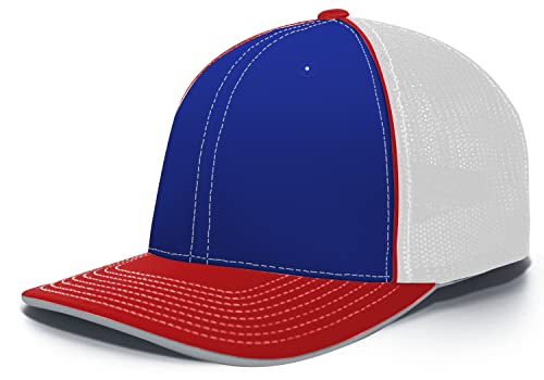 Trucker Flexfit® Cap – Schwarz – S/M, Royal/White/Red, L-XL von Pacific Headwear