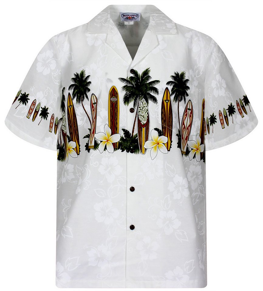 Pacific Legend Hawaiihemd Surfbretter Brustdruck Original Hawaiihemd mit 100% Kokosnuss-Knöpfen Pacific Legend Hawaiihemd Surfbretter Brustdruck Original Hawaiihemd mit 100% Kokosnuss-Knöpfen von Pacific Legend