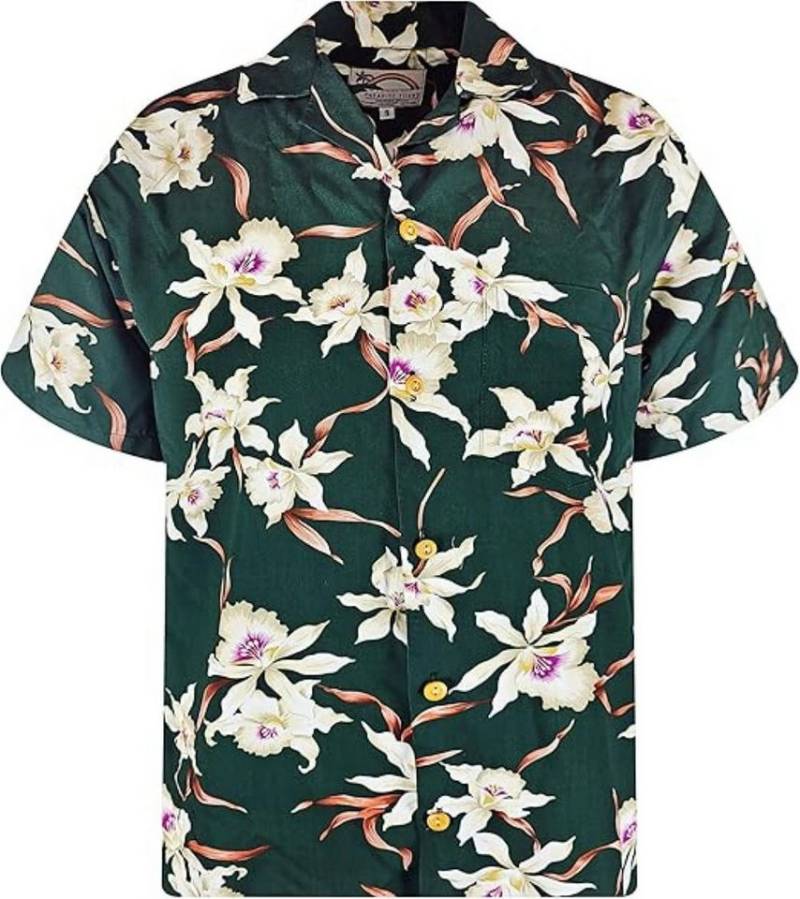 Paradise Found Hawaiihemd Tom Selleck Rainforest Original Hawaiihemd Herren Kurzarm Front-Tasche von Paradise Found