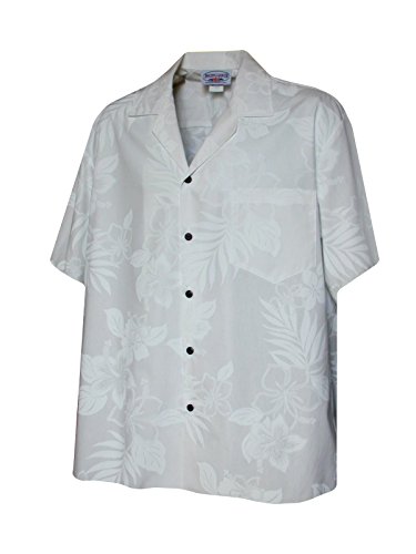 Pacific Legend Herren Hawaiihemd mit tropischem Blumenmuster, Weiß, Weiß, XX-Large von Pacific Legend