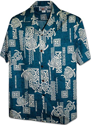 Pacific Legend Polynesian Honu Herren Hawaii-Hemd - Blau - 3X-Groß von Pacific Legend