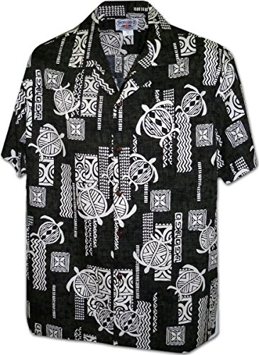 Pacific Legend Polynesian Honu Herren Hawaii-Hemd - Schwarz - X-Groß von Pacific Legend