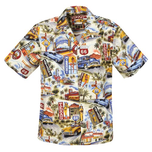 Pacific Legend Route 66 Scenic Car Shirts, khaki, 4X-Groß von Pacific Legend