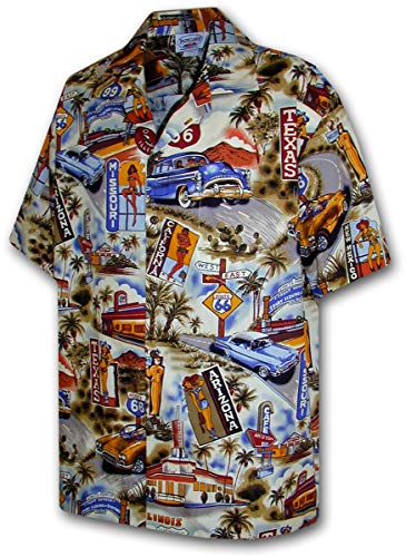 Pacific Legend Route 66 Scenic Car Shirts - Beige - 3X-Groß von Pacific Legend