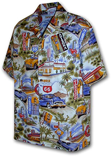 Pacific Legend Route 66 Scenic Car Shirts - Blau - X-Groß von Pacific Legend