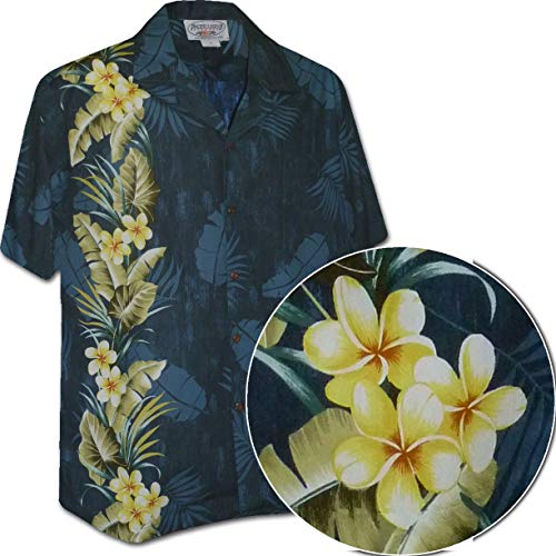 Pacific Legend Tropical Plumeria Single Panel Herren Hawaiihemd, Navy, Groß von Pacific Legend